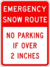 R7 203 emergency snow route no parking sign
