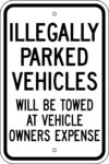G 116 illegally parked vehicles towed sign 1