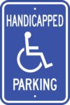 G 42 handicapped parking symbol blue sign