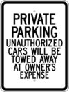 G 44 private parking unauthorized cars towed sign