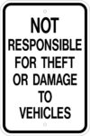 G 83 no responsible for theft or damage sign 1