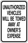 G 84 unauthorized vehicles towed sign 1