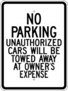 G 99 no parking unauthorized cars towed sign 1