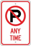 R 102 no parking symbol anytime sign