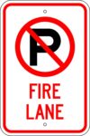 R 104 no parking symbol fire lane sign