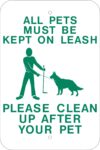R 210 all pets must be on a leash sign