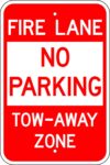 R 401 no parking fire lane tow away zone sign 1