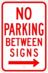 R 42r no parking between signs right arrow sign 1
