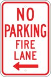 R 54l no parking fire lane left arrow sign 1