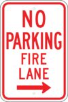 R 54r no parking fire lane right arrow sign 1