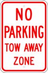 R 84 no parking tow away zone sign
