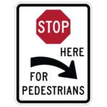 R1 5cr stop here for pedestrians right18 sign