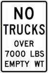 R12 3 no trucks over custom lbs sign