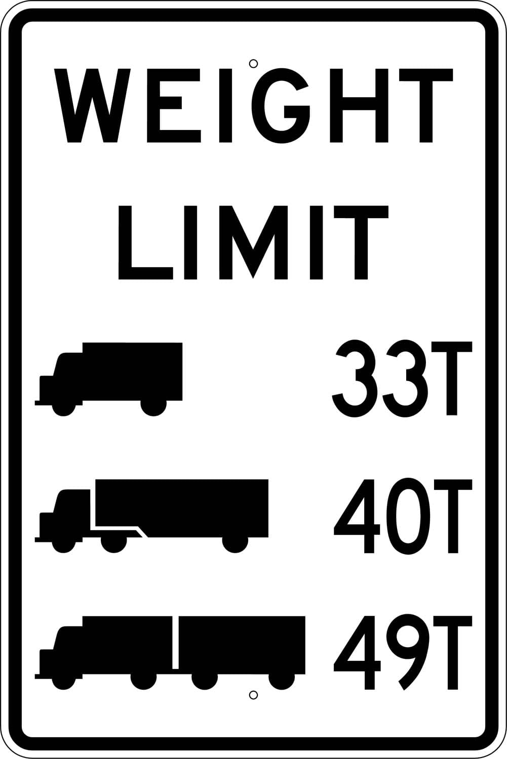 Truck Custom Weight Limit Sign (R125) Cheap Street Signs