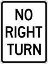 R3 1a no right turn vert sign
