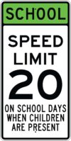 S4 7g school speed limit children green sign
