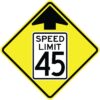 W3 5 speed limit change ahead with arrow
