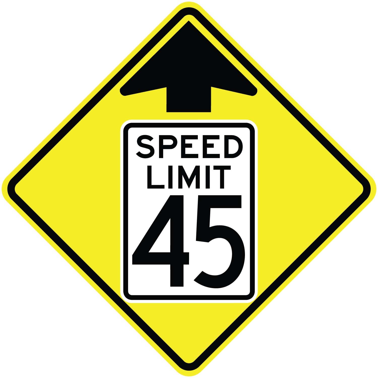 Speed Limit Change Ahead With Arrow Sign (W3-5) | Cheap Street Signs