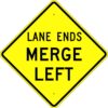 W9 2 lane ends merge left
