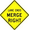 W9 2r lane ends merge right