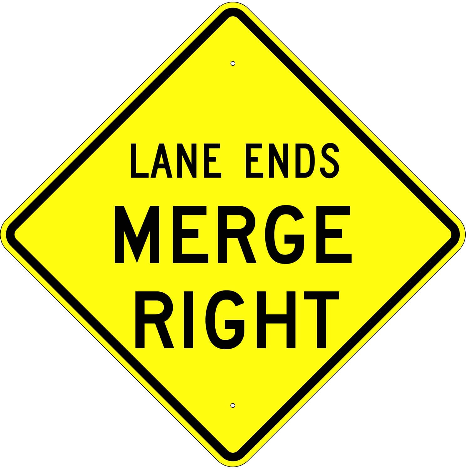Lane Ends Merge Right Sign (W9-2r) | Cheap Street Signs