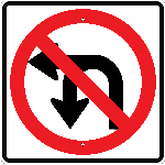 R3 18 no u or left turn sign