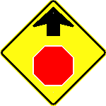W3 1 stop ahead symbol with arrow