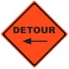 detour left arrow roll up sign