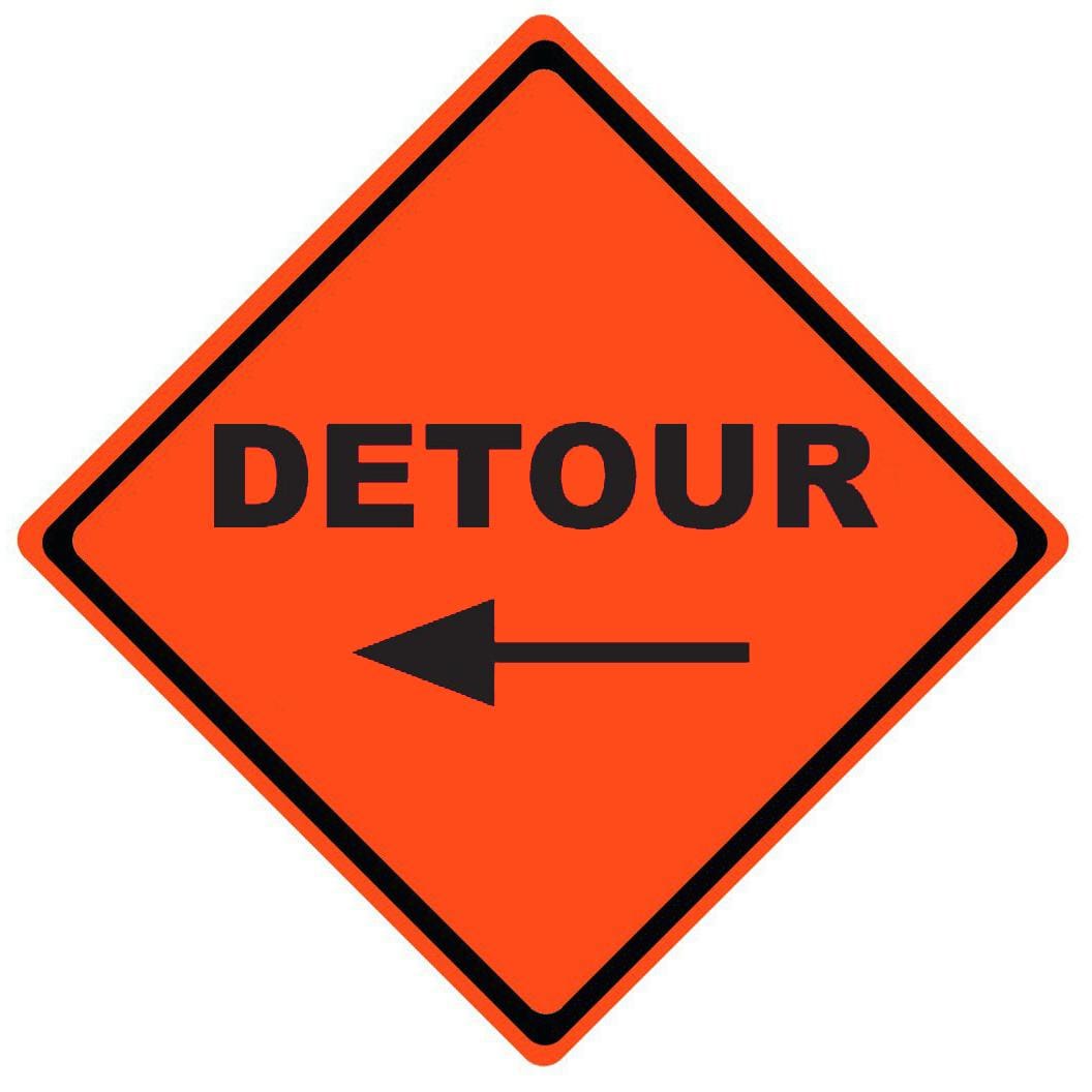 Detour Left Arrow RollUp Work Zone Sign Cheap Street Signs