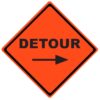 detour right arrow roll up sign