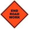 end road work roll up sign