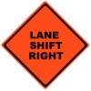 lane shift right roll up sign