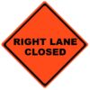 right lane closed roll up sign