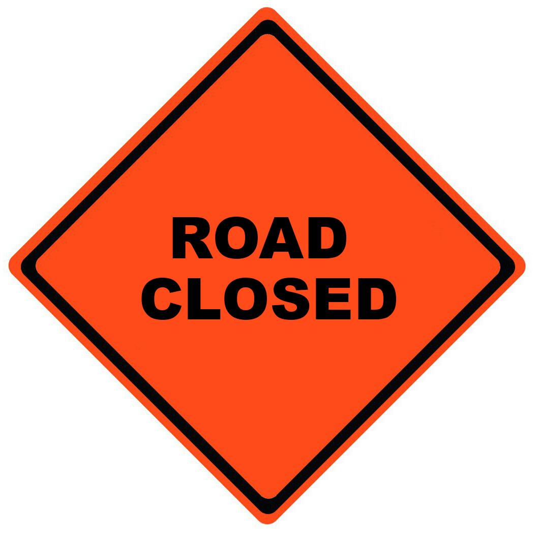road closed roll up sign