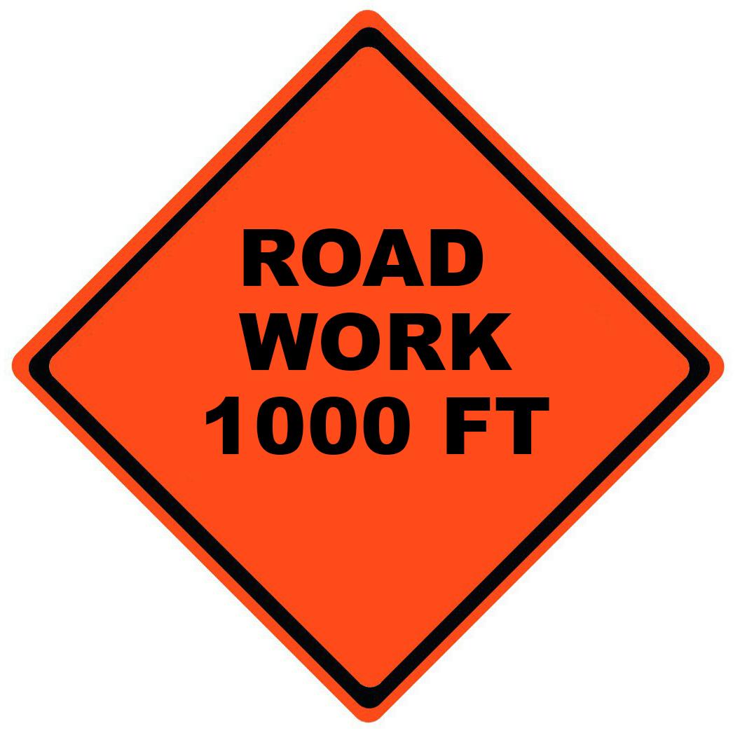 road work 1000 ft roll up sign