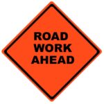 road work ahead roll up sign