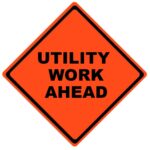utility work ahead roll up sign